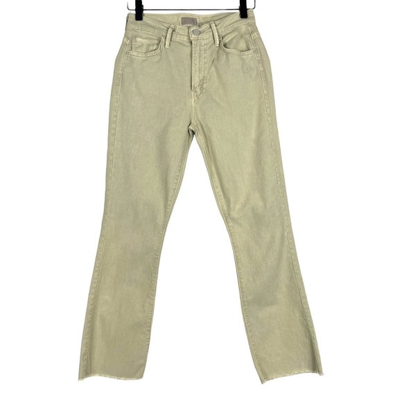 MOTHER Denim The Insider Ankle Fray in Chalk Oxford Tan Cropped Raw Hem Size 25 - Picture 1 of 12